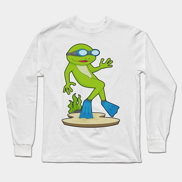 Frog Diver Swimming goggles Long Sleeve T-Shirt by Markus Schnabel